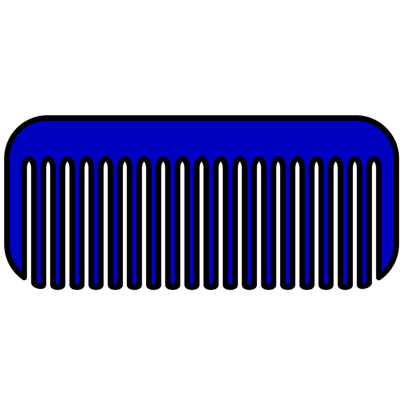 a dark blue, long hair comb.